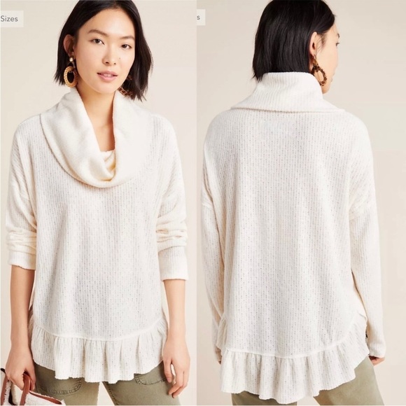 Maeve Addie Ruffle Hacci Pullover Medium - Picture 1 of 6